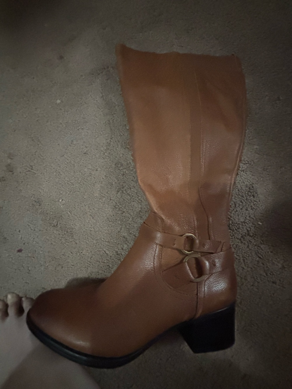 Naturalizer Tan Mid-Calf Leather Heeled Boots